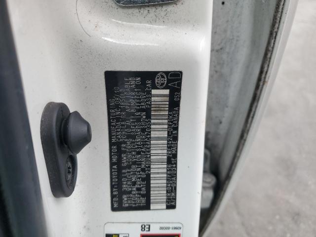 2T1BU4EE6AC470355 - 2010 TOYOTA COROLLA BASE WHITE photo 12