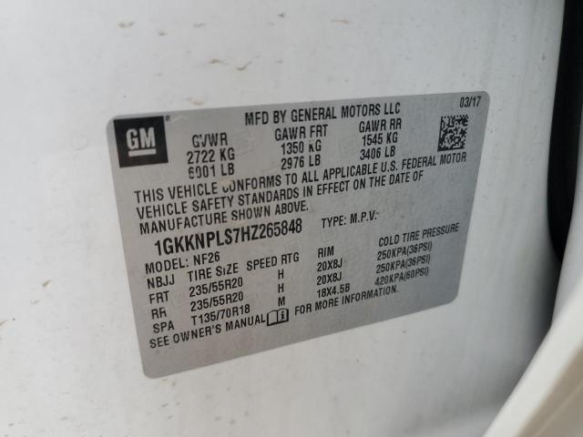 1GKKNPLS7HZ265848 - 2017 GMC ACADIA DENALI WHITE photo 13