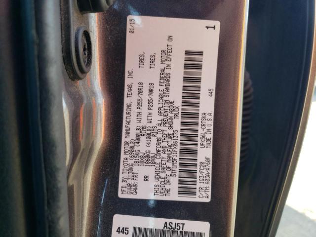 5TFUM5F11FX061375 - 2015 TOYOTA TUNDRA DOUBLE CAB SR/SR5 GRAY photo 13