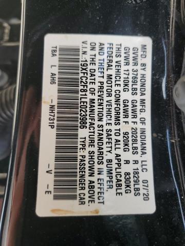 19XFC2F81LE023986 - 2020 HONDA CIVIC SPORT 黑色 照片 12