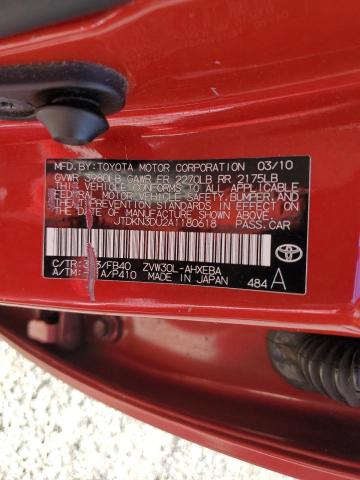 JTDKN3DU2A1180618 - 2010 TOYOTA PRIUS 栗色 照片 13