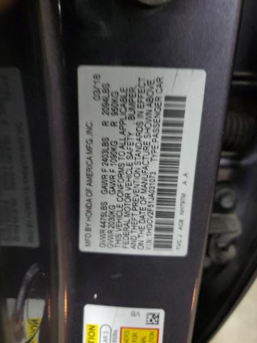 1HGCV2F51JA031073 - 2018 HONDA ACCORD EXL Сұр фото 12