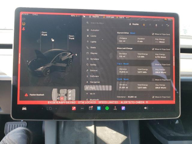 5YJ3E1EA6PF583160 - 2023 TESLA MODEL 3 Սև լուսանկար 9