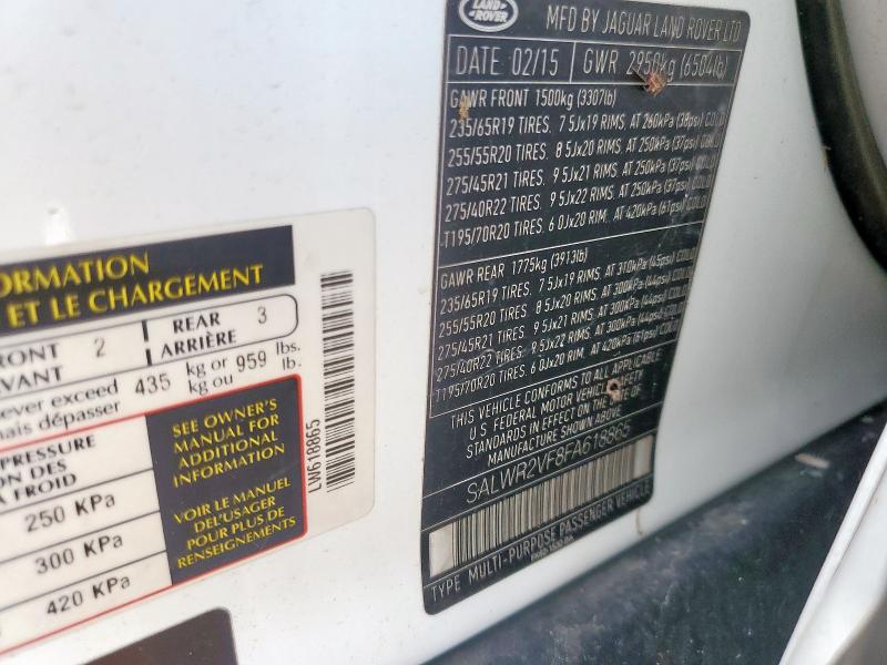 SALWR2VF8FA618865 - 2015 LAND ROVER RANGE ROVE HSE WHITE photo 13