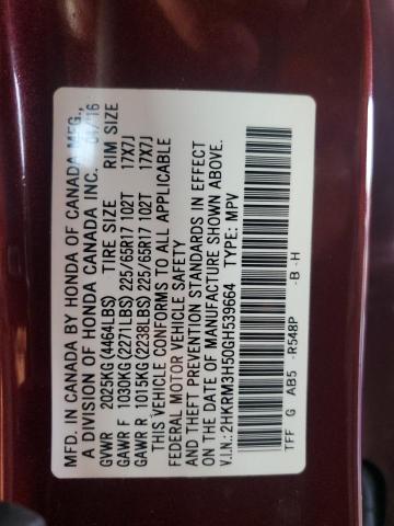 2HKRM3H50GH539664 - 2016 HONDA CR-V EX MAROON photo 13