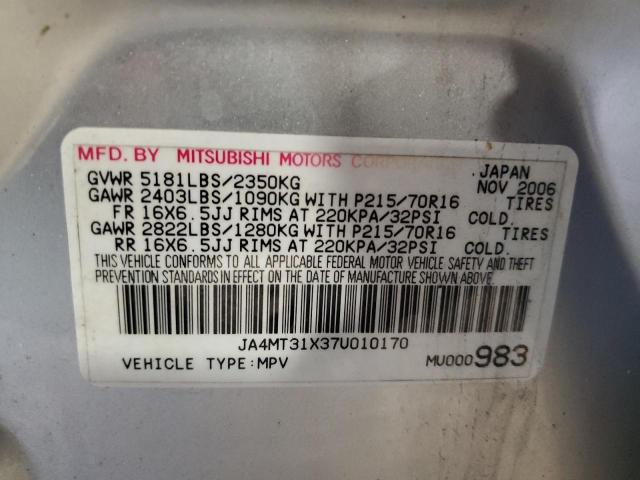 JA4MT31X37U010170 - 2007 MITSUBISHI OUTLANDER LS SILVER photo 14