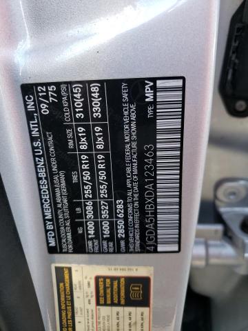 4JGDA5HBXDA123463 - 2013 MERCEDES-BENZ ML 350 4MATIC SILVER photo 13