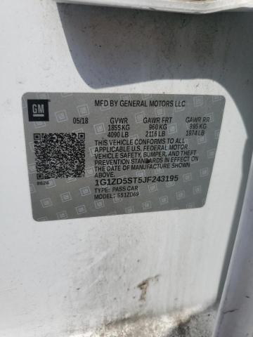 1G1ZD5ST5JF243195 - 2018 CHEVROLET MALIBU LT WHITE photo 12