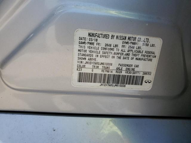 JN1EV7AR0JM610006 - 2018 INFINITI Q50 LUXE 银色 照片 22