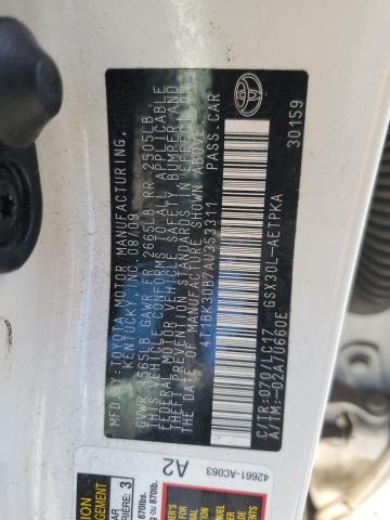 4T1BK3DB7AU353311 - 2010 TOYOTA AVALON XL WHITE photo 13