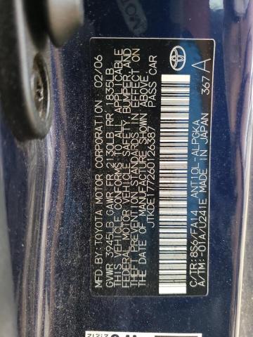 JTKDE177260126387 - 2006 TOYOTA SCION TC 蓝色 照片 12