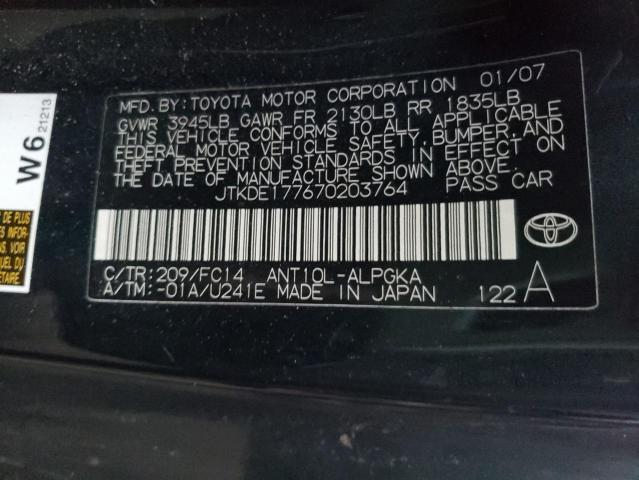 JTKDE177670203764 - 2007 TOYOTA SCION TC 黑色 照片 10
