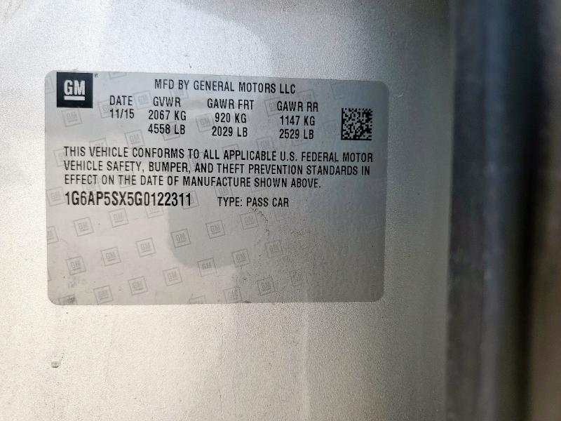 1G6AP5SX5G0122311 - 2016 CADILLAC CTS 银色 照片 12