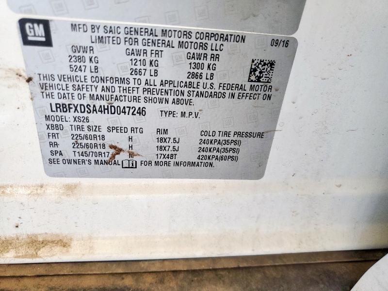 LRBFXDSA4HD047246 - 2017 BUICK ENVISION ESSENCE Սպիտակ լուսանկար 13