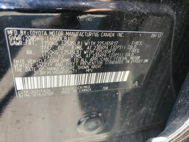 2T3RFREV6DW095471 - 2013 TOYOTA RAV4 XLE BLACK photo 13