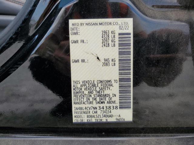 1N4BL4CV7NN343838 - 2022 NISSAN ALTIMA SR 黑色 照片 13