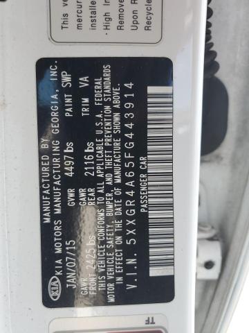 5XXGR4A65FG443914 - 2015 KIA OPTIMA SX 白色 照片 12