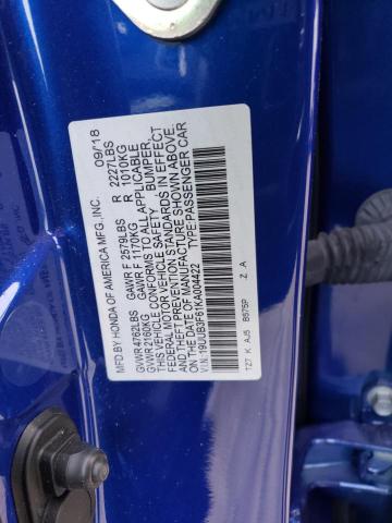 19UUB3F61KA004422 - 2019 ACURA TLX TECHNOLOGY BLUE photo 12