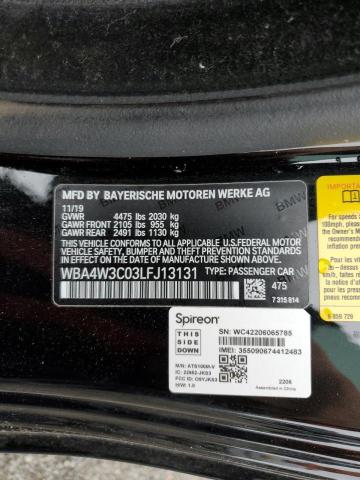 WBA4W3C03LFJ13131 - 2020 BMW 430I BLACK photo 12