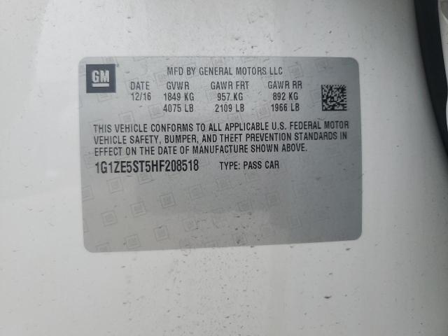 1G1ZE5ST5HF208518 - 2017 CHEVROLET MALIBU LT WHITE photo 12