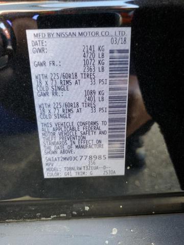 5N1AT2MV0JC778985 - 2018 NISSAN ROGUE S შავი ფოტო 13