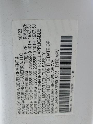 5FNRL6H82RB015108 - 2024 HONDA ODYSSEY TOURING 白色 照片 14