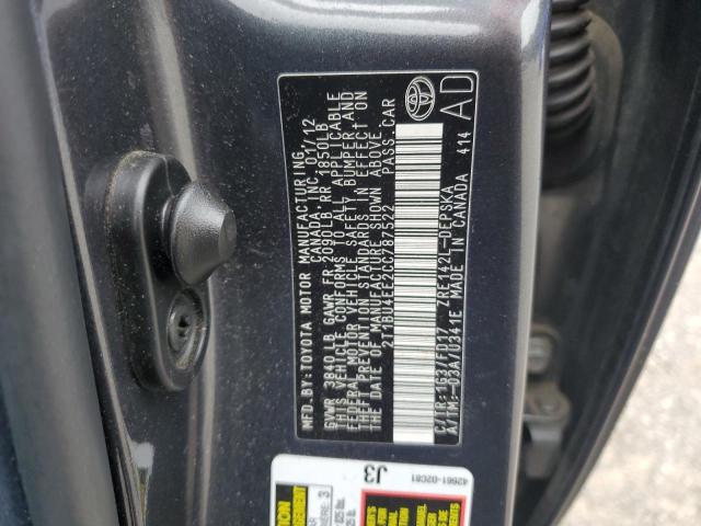 2T1BU4EE2CC787522 - 2012 TOYOTA COROLLA BASE Մոխրագույն լուսանկար 12