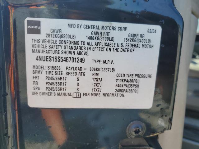 4NUES16S546701249 - 2004 ISUZU ASCENDER S BLACK photo 14
