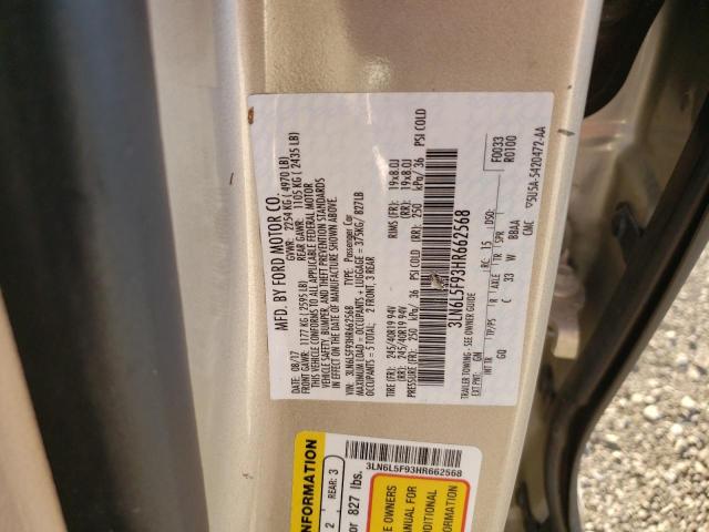 3LN6L5F93HR662568 - 2017 LINCOLN MKZ RESERVE GOLD photo 12