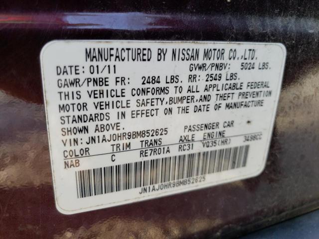 JN1AJ0HR9BM852625 - 2011 INFINITI EX35 BASE ბურგუნდია ფოტო 13