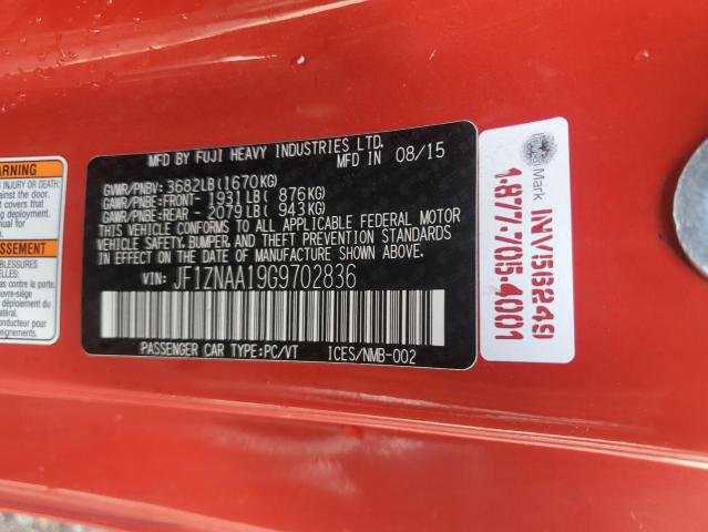 JF1ZNAA19G9702836 - 2016 TOYOTA SCION FR-S RED photo 10