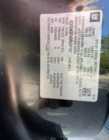 1GYS4KEF4DR247197 - 2013 CADILLAC ESCALADE ESV PLATINUM შავი ფოტო 10