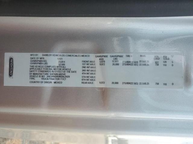 3AKJHHDR0NSNL8429 - 2022 FREIGHTLINER CASCADIA 1 银色 照片 10