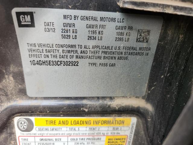 1G4GH5E33CF302922 - 2012 BUICK LACROSSE PREMIUM Graphite photo 12