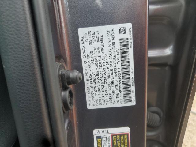 2HKRW1H55KH507171 - 2019 HONDA CR-V EX ნაცრისფერი ფოტო 12