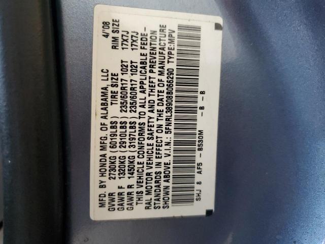 5FNRL38908B066290 - 2008 HONDA ODYSSEY TOURING Կապույտ լուսանկար 13