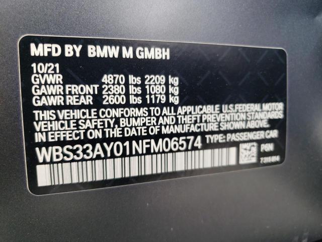 WBS33AY01NFM06574 - 2022 BMW M3 COMPETITION ნაცრისფერი ფოტო 12