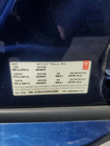 5YJSA1E2XHF228901 - 2017 TESLA MODEL S Mavi foto 13