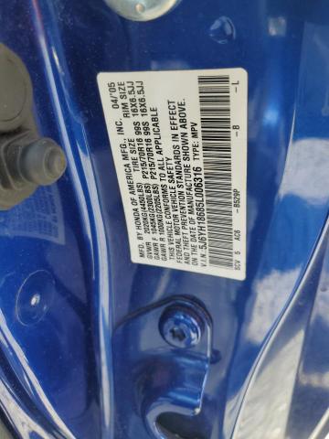 5J6YH18685L006316 - 2005 HONDA ELEMENT EX ლურჯი ფოტო 14