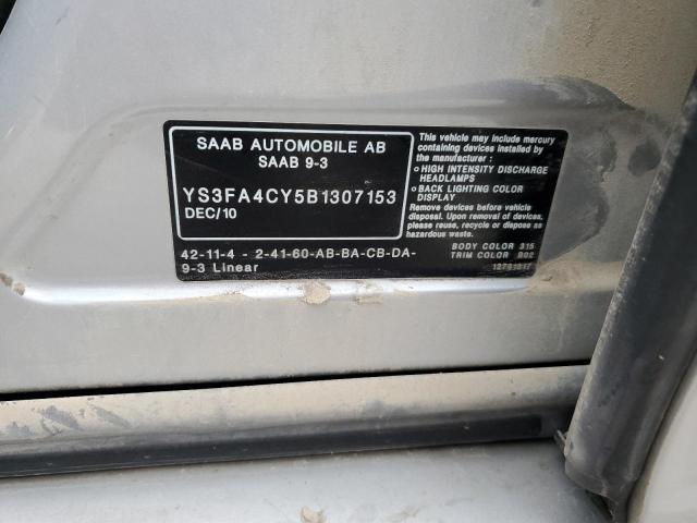 YS3FA4CY5B1307153 - 2011 SAAB 9-3 2.0T SILVER photo 12