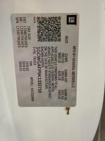 1GCWGAFP5K1332710 - 2019 CHEVROLET EXPRESS G2 WHITE photo 13