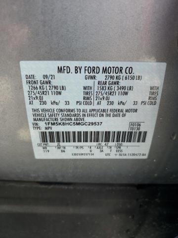 1FM5K8HC5MGC29537 - 2021 FORD EXPLORER PLATINUM SILVER photo 13