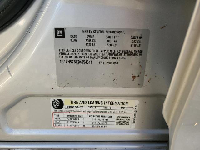 1G1ZH57BX94254611 - 2009 CHEVROLET MALIBU 1LT SILVER photo 13