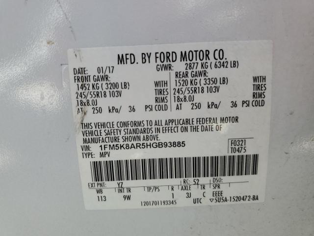 1FM5K8AR5HGB93885 - 2017 FORD EXPLORER POLICE INTERCEPTOR 白色 照片 12