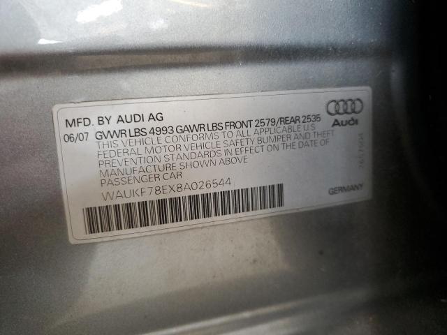 WAUKF78EX8A026544 - 2008 AUDI A4 2.0T AVANT QUATTRO GRAY photo 12