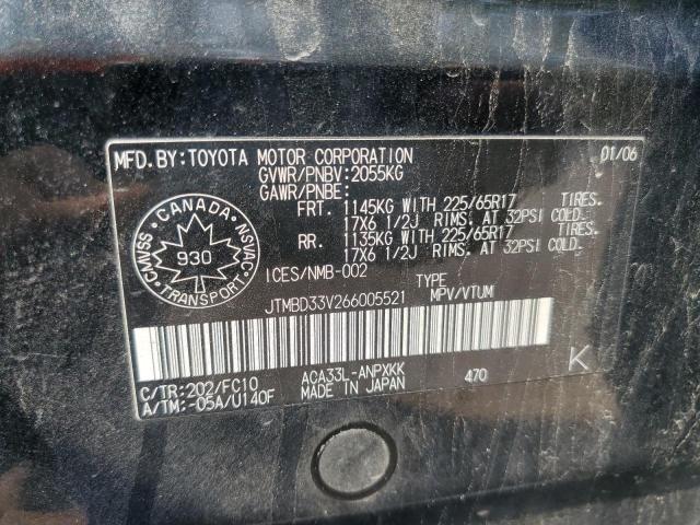 JTMBD33V266005521 - 2006 TOYOTA RAV4 Noir photo 13