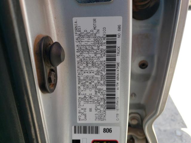 3TMJU62N28M057913 - 2008 TOYOTA TACOMA DOUBLE CAB PRERUNNER SILVER photo 12