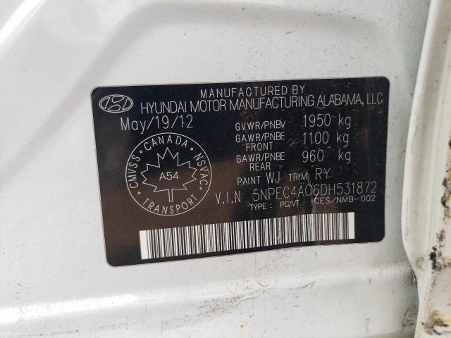 5NPEC4AC6DH531872 - 2013 HYUNDAI SONATA SE Ақ фото 13