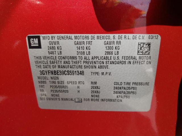 3GYFNBE39CS591348 - 2012 CADILLAC SRX PERFORMANCE COLLECTION Қызыл фото 13