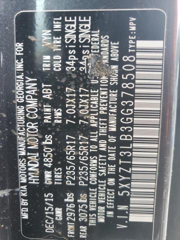 5XYZT3LB3GG378508 - 2016 HYUNDAI SANTA FE S GRAY photo 13